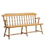 Vintage Traditional Wood Spindle Back Bench with Worn Yellow Paint
