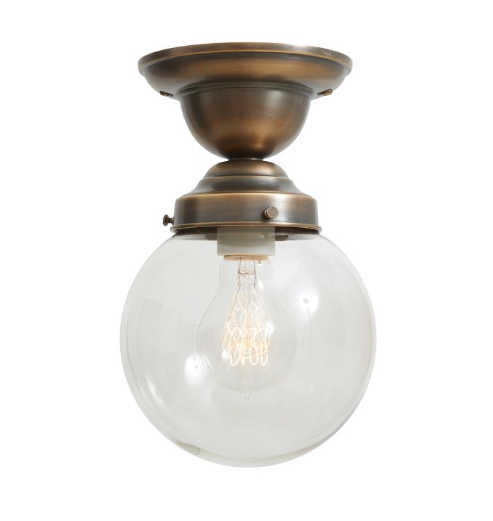 Semi Flush Mount with Vintage Schoolhouse Globe Clear Glass Shade