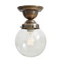 Semi Flush Mount with Vintage Schoolhouse Globe Clear Glass Shade