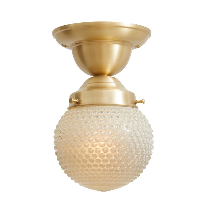 Semi Flush Mount with Vintage Hobnail Textured Glass Globe Shade