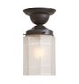 Semi Flush Mount with Vintage Frosted Lantern Style Glass Shade