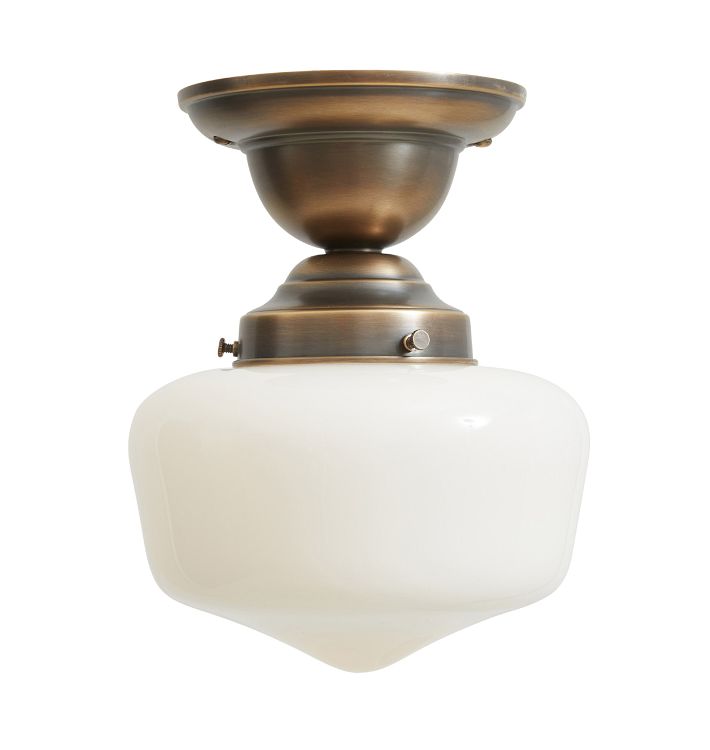Semi Flush Mount with Vintage Schoolhouse Opal Glass Shade