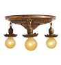 Vintage Decorative Flush Mount Pan Fixture 3 Light Bare Bulb