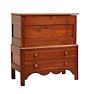 Vintage Wooden Sugar Chest with Lift Top Storage and 2 Bottom Drawers