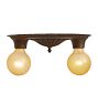 Vintage Flush Mount Pan Fixture 2 Light Bare Bulb