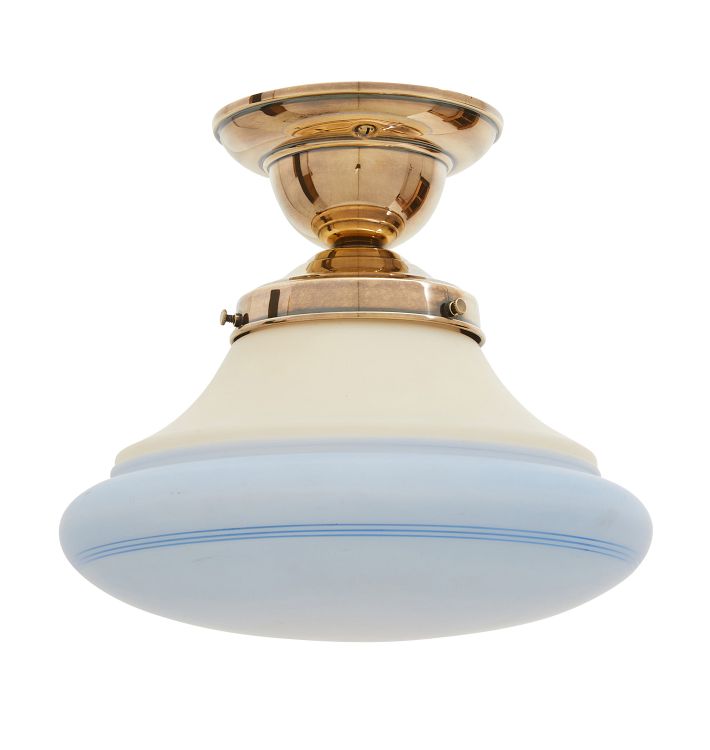 Semi Flush Mount with Unique Vintage Two-Tone Glass Shade