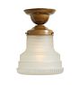 Semi Flush Mount with Unique Vintage Ribbed Glass Shade