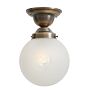 Semi Flush Mount Vintage Etched Glass Globe Shade with Wheelcut Starbursts