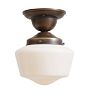 Semi Flush Mount with Vintage Schoolhouse Opal Glass Shade