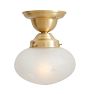 Semi Flush Mount with Vintage Squat Globe Frosted Glass Shade with Wheel Cut Floral Motif