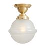 Unique Semi Flush Mount with Vintage Banded Glass Globe Shade Decorative Etchings