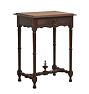 Vintage Louis XIII Side Table in Oak with Pronounced Finial and Drawer with Ring Pull