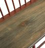 Gorgeous Vintage Carved Spindle Back Bench with Wide Stained Wood Seat