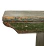 Primitive Vintage Extra Long Wood Bench with Worn Green Paint