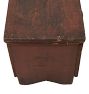 Rustic and Spacious Vintage Storage Bench with Worn Red Paint