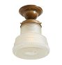 Semi Flush Mount with Unique Vintage Ribbed Glass Shade