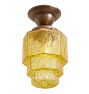 Semi Flush Mount with Vintage Crackled Amber Glass Cake Shade