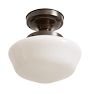 Semi Flush Mount with Vintage Schoolhouse Opal Glass Shade