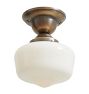 Semi Flush Mount with Vintage Schoolhouse Opal Glass Shade