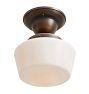 Semi Flush Mount with Vintage Schoolhouse Opal Glass Shade