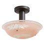 Vintage Art Nouveau Semi Flush Blush Glass Shade Embossed Floral Prismatic Design