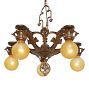 Vintage Classical Revival Cast 5-Light Bare Bulb Chandelier