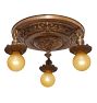 Vintage Decorative Flush Mount Pan Fixture 3-Light Bare Bulb