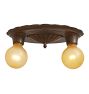Vintage Flush Mount Pan Fixture 2-Light Bare Bulb