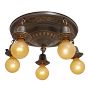Vintage Flush Mount Pan Fixture 5-Light Bare Bulb with Classical Revival Details