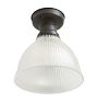 Vintage Semi Flush with Large Soft Frosted Holophane Glass Shade