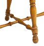 Vintage Traditional Wood Spindle Back Bench with Worn Yellow Paint