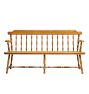 Vintage Traditional Wood Spindle Back Bench with Worn Yellow Paint
