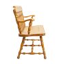 Vintage Traditional Wood Spindle Back Bench with Worn Yellow Paint