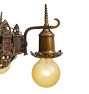 Vintage Tudor Style Chandelier 5-Light Bare Bulb Hammered Texture and Shields