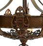 Vintage Tudor Style Chandelier 5-Light Bare Bulb Hammered Texture and Shields