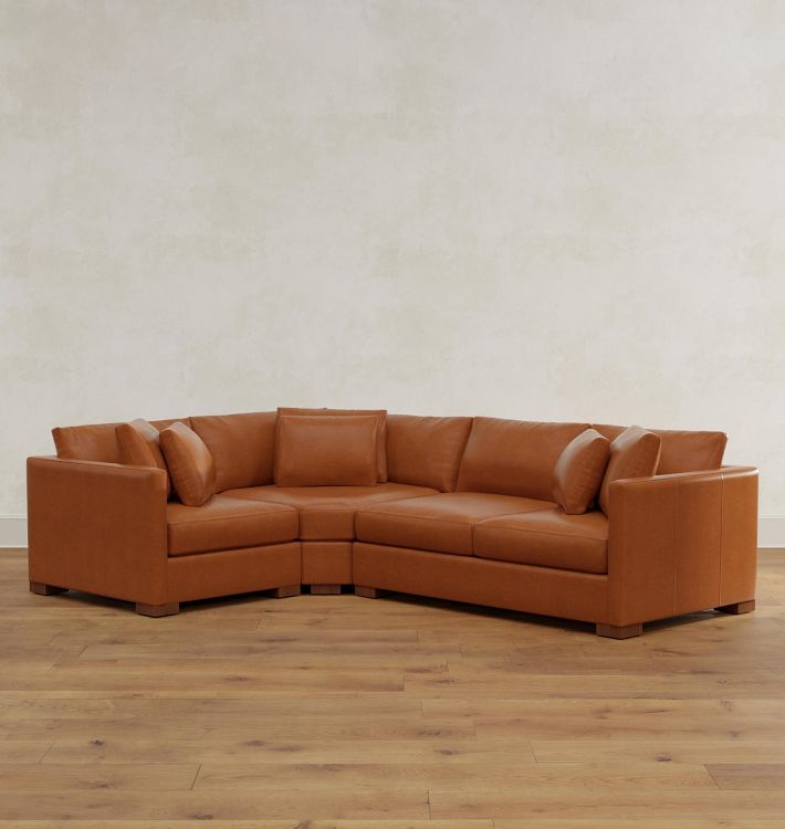 Wrenton Leather 3-Piece Arm Sofa with Wedge Corner