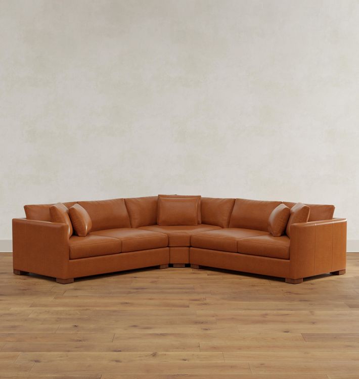 Wrenton Leather 3-Piece Double Sofa with Wedge Corner
