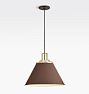 Butte 18" Cone Pendant, Aged Brass Fitter - Matte Umber Butte Cone Shade - 36" Length