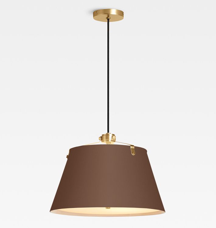 Oslo 18" Pendant, Aged Brass - Matte Umber Shade - 36" Length