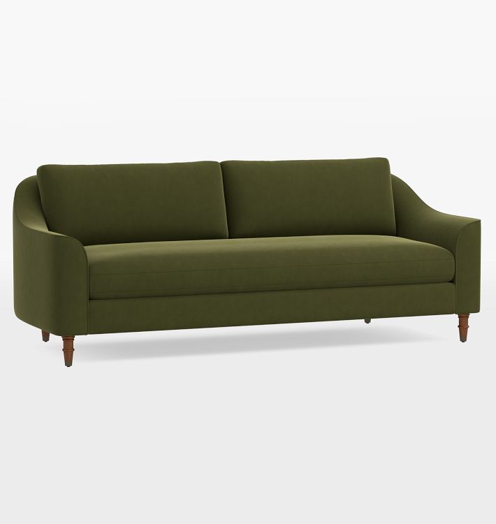 Open Box: Luisa Sofa, 84" with Bench Cushion - Peridot Green, Vance Velvet