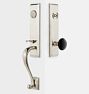 Putman Black Porcelain Knob Exterior Door Hardware Tube Latch Set, Brushed Nickel Right 2.375"