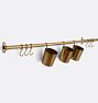 72" Brookside Rail System, 3 Cups & 6 S-Hooks - Heritage Brass