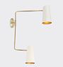 Cypress Double Swing-Arm Sconce, Brushed Satin - Satin White Shade