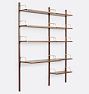 Hart Modular Walnut Double 8-Shelf with 36" Desk, 24 & 36 inch - Aged Brass Hardware