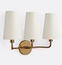 Ansel Triple Sconce, Heritage Brass - Matte Cream