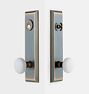 Putman White Porcelain Knob / Knob Exterior Door Hardware Tube Latch Set, Burnished Antique 2.375"