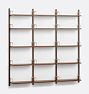 Hart Modular Walnut 5-Shelf Triple Shelving Unit, 24 inch - Aged Brass