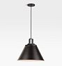 Butte 18" Cone Pendant, Oil-Rubbed Bronze Fitter - Matte Black Butte Cone Shade - 45" Length