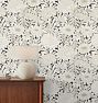 Wood Block Blooms York Wallpaper, Swatch - Black & Gold