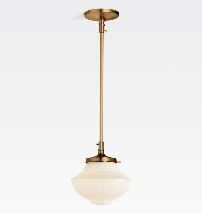 Eastmoreland 4" Fitter Pendant, Heritage Brass - 36" - Shade 8-1/4in dia 6-1/2in ht 4in fitter opal